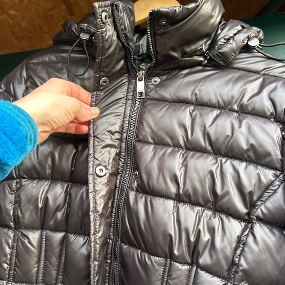 Guess Women's Glossy Black Long Puffer Coat - Picture 4 of 11